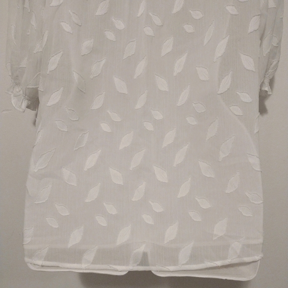 Calvin Klein - Neck Tie Puff Sleeves Sheer Blouse - Picture 13 of 16